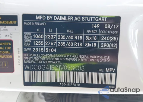 2018 Mercedes-Benz Glc 300 from USA, damaged, VIN WDC0G4JB2JV033003